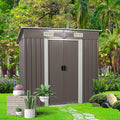 6X4 FT Outdoor Storage Shed, Waterproof Metal Garden Sheds with Lockable Door, Steel Tool Storage Buildings Shed & Outdoor Storage House for Garden, Backyard, Patio, Lawn, Trash Cans(Brown)