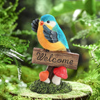 Bird Decor for Garden Statues,Bird Figurines Welcome Sign for Outdoor Decorations,Birds Decorative Outdoor Statue for Garden Patio Yard Lawn Home Shelf Decor,Gardening Gifts for Birds Lovers Women