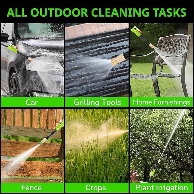 Pressure Washer, 2100PSI Max 2.0GPM Power Washer 16.5FT Power Cord, 23FT Hose&360 Rotation, 4 Nozzles for Driveways Furniture or Cars, Green