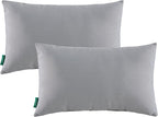 Indoor Outdoor Lumbar Pillows,Waterproof Outdoor Pillows Set of 2 for Patio Furniture,12×20 Inch,Grey