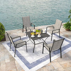 UDPATIO Patio Chairs Set of 4, Stackable Outdoor Dining Chairs with All Weather Breathable Textilene, High Back Metal Frame for Lawn Garden Backyard Deck, Brown