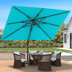 9' X 12' Cantilever Patio Umbrella 360°Rotation Rectangular Outdoor Large Offset Umbrellas Heavy Duty Windproof for Garden Deck Pool Backyard, Turquoise