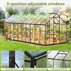 Wanan 20x8FT Greenhouses for Outdoors, Quick Assembly Polycarbonate Green House with UV Protection, Heavy Duty Windproof Aluminum Frame, Adjustable Roof Vent for Backyard or Outdoor Garden Use
