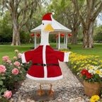 Porch Goose Outfits Christmas, Funny Silly Porch Goose Statue Accessories with Clothes Hat, Yard Lawn Goose Christmas Outfits Clothes for 23" Concrete Porch Geese Xmas Decorations (Red)