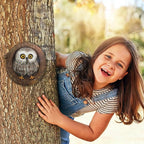 Baby Owl Resin Tree Faces, Whimsical Halloween Decorations Outdoor Owl Hugger Sculpture, Garden Ornament for Yard Lawn Patio Porch, Tree Decor Unique Garden Gift, Durable Waterproof Resin Statue