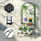Garden 4 you 3 Tier Metal Plant Stand Garden Arch Arbor Trellis for Outdoor Display Shelf Flower Pot Holder Storage Organizer Rack for Indoor Home,Patio Balcony Yard(Black, Arch)…