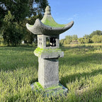 31.5’’High Japanese Pagoda Statue Moss-Covered Retro Miniature Tower Lantern Garden Decoration Figurines Outdoor Asian Decoration Zen Courtyard Landscape…