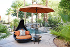 California Umbrella 9' Round Aluminum Pole Fiberglass Rib Patio Umbrella, Crank Lift, Collar Tilt, Black Pole, Red