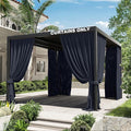Gazebo Universal Replacement Privacy Curtain,10'×12' Gazebo Outdoor Waterproof Curtains, 4-Panels Sidewall Curtains with Double Zipper for Patio Canopy, Garden and Backyard (Curtain Only)