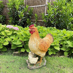 Garden Mother Hen and Baby Chick Statue Sculpture Standing Resin Farm Animal Decoration Chicken Sculpture Yard Art Outdoor Lawn Decoration 13.7'' High