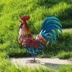 Kircust Metal Rooster Yard Art Statue, Chicken Garden Animals Sculpture Lawn Ornament Figurines Artwork for Outdoor, Patio, Backyard and Home Kitchen Decoration