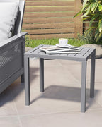 Crestlive Products Outdoor Side Table Set of 2, Aluminum Rectangular Side/End Table, Small Patio Coffee Bistro Table for Outdoor Indoor (Light Grey)