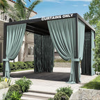 Gazebo Universal Replacement Privacy Curtain,12'×12' Gazebo Outdoor Waterproof Curtains, 4-Panels Sidewall Curtains with Double Zipper for Patio Canopy, Garden and Backyard (Curtain Only)