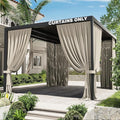 Gazebo Universal Replacement Privacy Curtain,12'×14' Gazebo Outdoor Waterproof Curtains, 4-Panels Sidewall Curtains with Double Zipper for Patio Canopy, Garden and Backyard (Curtain Only)