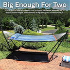 Sunnydaze Double Quilted Fabric Hammock with Universal Steel Stand - 450-Pound Capacity - Black Stand - Misty Beach