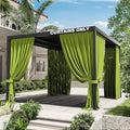 Gazebo Universal Replacement Privacy Curtain,10'×12' Gazebo Outdoor Waterproof Curtains, 4-Panels Sidewall Curtains with Double Zipper for Patio Canopy, Garden and Backyard (Curtain Only)