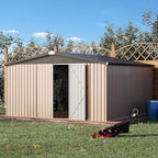 AECOJOY 12' x 12' Shed Metal, Outdoor Storage Sheds & Outdoor Storage 12' x 12' with Lockable Doors, Large Steel Yard Shed, Utility and Tool Storage for Garden, Backyard, Patio, Outside use in Grey