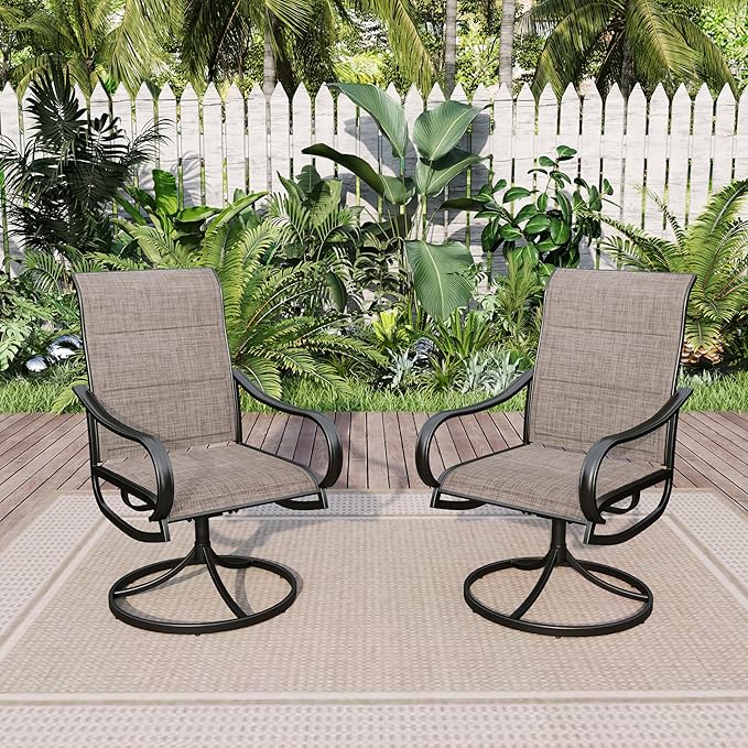 Sophia & William Patio Dining Chairs Metal Swivel Chairs Padded Textilene Set of 2 Outdoor Furniture for Lawn Garden Backyard Weather Resistant