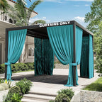 Gazebo Universal Replacement Privacy Curtain,10'×10' Gazebo Outdoor Waterproof Curtains, 4-Panels Sidewall Curtains with Double Zipper for Patio Canopy, Garden and Backyard (Curtain Only)