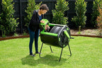 Maze 48 Gallon Outdoor Compost Bin Tumbler for Food Waste - Outdoor Compost Bin for Kitchen Garden & Homestead Heavy Duty Dual Chamber Waste Recycling Machine