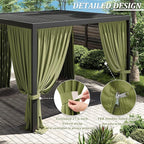 Gazebo Universal Replacement Privacy Curtain,10'×10' Gazebo Outdoor Waterproof Curtains, 4-Panels Sidewall Curtains with Double Zipper for Patio Canopy, Garden and Backyard (Curtain Only)