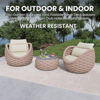 4 PCS Outdoor Accent Chair: Aluminum Woven Rope Patio Chair Modern - Cushioned Single Chair Assembled - All Weather Deck Furniture for 400lbs Porch Lanai Yard Balcony Garden Hotel, Terracotta
