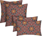 RSH DECOR: Lumbar & Square Throw Pillows Set of 4 | 20" x 12" & 17" x 17" | All-Weather Spun Fabric | Water and Fade-Resistant | Outdoor Accent Pillows for Patio Furniture | Medlo Sonoma