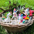 Mood Lab Miniature Unicorn Figurines Set - Funny Mini Statue Kit of 4 pcs - Unicorn Fairy Garden Accessories