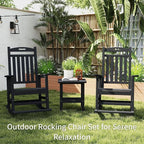 Kingdura Outdoor Rocking Chairs Set of 2, HDPE Plastic Patio Rocking Chair All-Weather Oversized Porch Rocker with High Back for Patio Outside Backyard Balcony (Black)