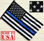 US Flag Factory 3x5 FT American Thin Blue Line Flag (Embroidered Stars, Sewn Stripes) for Police Officers - Blue Lives Matter Flag - 100% Made in America - Outdoor SolarMax Nylon