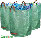 Gardzen 6-Pack 72 Gallon Yard Waste Bags, Reusable Heavy Duty Collapsible Garden Leaf Bags with Plastic Ring, Stand-Up Yard Waste Bin for Leaves, Lawn Debris & Grass Clippings