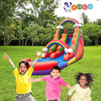 Inflatable Water Slides for Kids - Backyard Inflatable Water Slides with Splash Pool - Rainbow Cloud Slide Complete with Blower, and Stakes - 25.5' x 9' - 15' Tall Slide