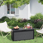 Outdoor Storage Box, Resin Deck Boxes Indoor and outdoor, Waterproof Storage Box Lockable Lid (Black, 60 Gallon)