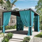 Gazebo Universal Replacement Privacy Curtain,10'×13' Gazebo Outdoor Waterproof Curtains, 4-Panels Sidewall Curtains with Double Zipper for Patio Canopy, Garden and Backyard (Curtain Only)