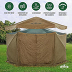 Hike Crew 13’ x 13’ Screened Roof Pop-Up Gazebo Screen Tent | 6-Sided Outdoor Canopy Shelter w/Roof Cover, Built-in Zippered Panels, Built-in Awning, Stakes, Ropes & Carry Bag | UV Resistant SPF 50+