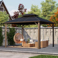 Kingdura Hardtop Gazebo 10'x10' with Double Polycarbonate Roof Canopy, Outdoor Gazebo with All-Weather Resistant Aluminum Frame Permanent Pavilion, UV Blocking for Patio Lawn Garden (Brown)