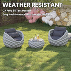 6 PCS Porch Furniture Chair: Patio Accent Chair Aluminum - Woven Rope Cushioned Armchair Assembled - Modern Lounge Single Chair - All Weather 400lbs for Deck Balcony Yard Garden Hotel Poolside