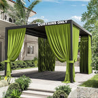Gazebo Universal Replacement Privacy Curtain,10'×13' Gazebo Outdoor Waterproof Curtains, 4-Panels Sidewall Curtains with Double Zipper for Patio Canopy, Garden and Backyard (Curtain Only)