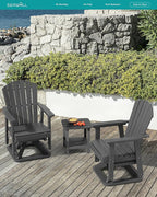 SERWALL Adirondack Swivel Glider Chair, HDPE Swivel Glider Set of 4 for Outdoor, All-Weather Glider Chair for Porch, Balcony, Slate Grey