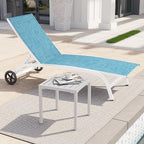 Crestlive Products Aluminum Outdoor Side Table Set of 2, Pool Lounge Chair Side Table, Weather Resistant Small Square Coffee End Table for Patio, Yard, Garden, Porch, Deck, Outdoor