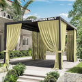 Gazebo Universal Replacement Privacy Curtain,10'×13' Gazebo Outdoor Waterproof Curtains, 4-Panels Sidewall Curtains with Double Zipper for Patio Canopy, Garden and Backyard (Curtain Only)