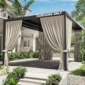 Gazebo Universal Replacement Privacy Curtain,12'×16' Gazebo Outdoor Waterproof Curtains, 4-Panels Sidewall Curtains with Double Zipper for Patio Canopy, Garden and Backyard (Curtain Only)