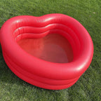 Ban.do Red Heart-Shaped Inflatable Swimming Pool, Large Blow Up Pool Fits 2-3 Adults, Red Heart
