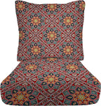 RSH DECOR Deep Seating Cushion with Pillow Back | 25” x 25.5” Seat | Water and Fade-Resistant Spun Fabric | Outdoor Chair Cushion Set for Patio Furniture | Medlo Sonoma