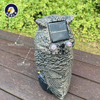Solar Powered Garden Owl with Motion Detection, Rotating Head, Realistic Hoots and Silent Mode, Outdoor Statue and Sculpture, Owl Decoration for Home, Garden, Patio and Lawn