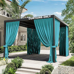 Gazebo Universal Replacement Privacy Curtain,10'×12' Gazebo Outdoor Waterproof Curtains, 4-Panels Sidewall Curtains with Double Zipper for Patio Canopy, Garden and Backyard (Curtain Only)