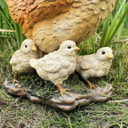Garden Mother Hen and Baby Chick Statue Sculpture Standing Resin Farm Animal Decoration Chicken Sculpture Yard Art Outdoor Lawn Decoration 13.7'' High