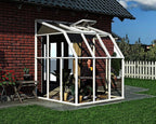 Palram Canopia Rion Sun Room 6 Ft. x 6 Ft. Solarium, Lean-to Greenhouse DIY Kit, Attach to House, Large Twin Wall Polycarbonate, 100% UV Protection for Porch, Patio Outdoors with Window Vent (White)