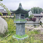 31.5’’High Japanese Pagoda Statue Moss-Covered Retro Miniature Tower Lantern Garden Decoration Figurines Outdoor Asian Decoration Zen Courtyard Landscape…