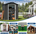 JY QAQA 5x3 FT Metal Outdoor Garden Storage Shed, Waterproof Metal Garden Sheds with Window and Lockable Double Door, Weather Resistant Steel Tool Storage House Shed for Patio, Lawn Gray